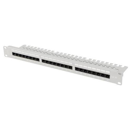 Patch panel 24 porturi 1U 19inch Kat.5e UTP cu organizator cabluri, Lanberg PPU5-1124-S, Gri