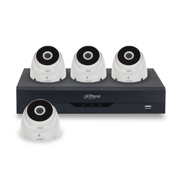 Sistem supraveghere interior basic Dahua DH-B4INT20-2MP, 4 camere, 2 MP, IR 20 m, 2.8 mm,  POS, IoT