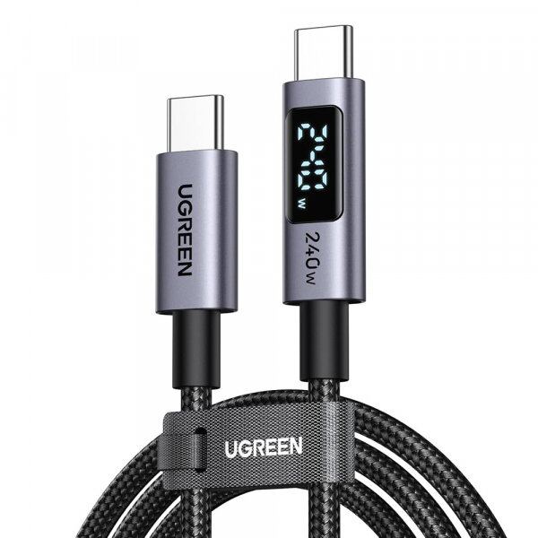Ugreen Cablu Date si Incarcare USB-C - USB-C UGREEN 65866 Display, 240W, 1m, Gri