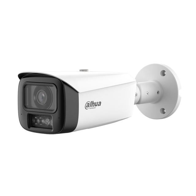 Camera supraveghere exterior IP cu iluminare duala Dahua WizMind IPC-HFW5459T1-ASE-PV-PRO, 4 MP, 2.8 mm, IR 80 m, lumina alba 60 m, microfon dual si difuzor, slot card, WizColor, AcuPick, alarma in/out, PoE, ePoE