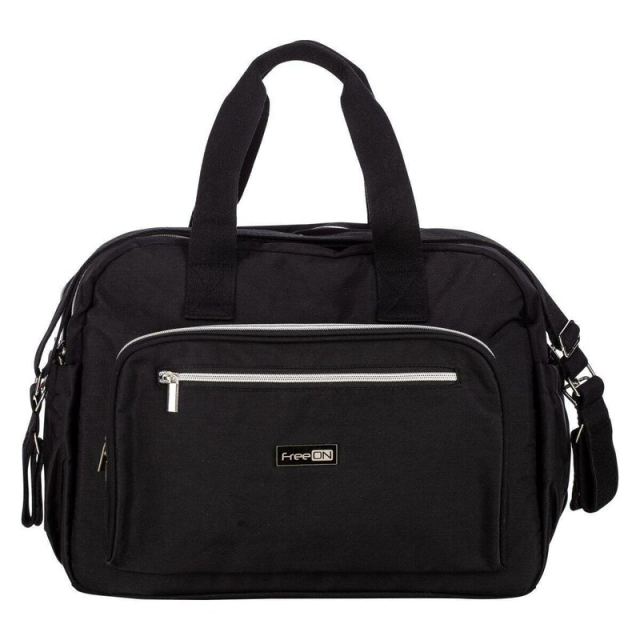 Geanta pentru scutece FreeON Style, impermbeabila, cu multiple buzunare, 39x32x18 cm, Black