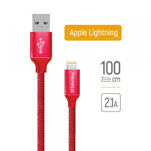 ColorWay Cablu Date si Incarcare USB-A - Lightning ColorWay CW-CBUL004, 18W, 1m, Rosu