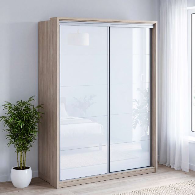 Dulap usi glisante PRIMAVERA MDF Alb lucios