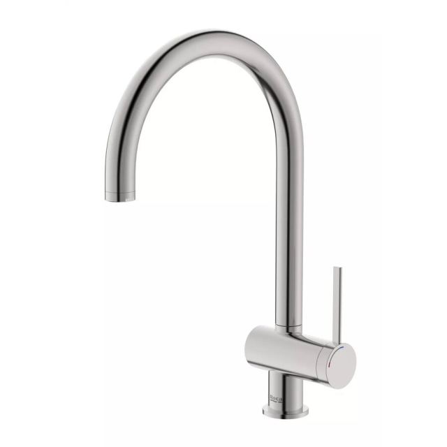 Roca Baterie sanitara bucatarie Roca, Gama Ona, pipa inalta, monocomanda, pivotanta, cartus ceramic, crom mat