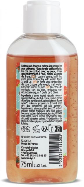 Gel de dus Bio calmant cu capsuni si rosii Coslys 75 ml