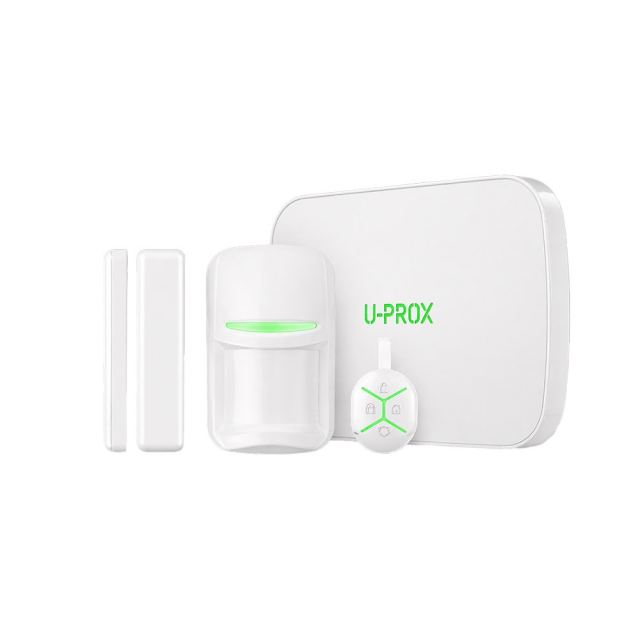 Sistem de alarma antiefractie wireless U-PROX MPX L KF KIT, 4G, Bluetooth, Dual SIM, WiFi 2.4 Ghz, 250 zone, 4800 m, telecomanda, pet imunity, alb
