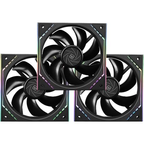 Set 3 ventilatoare Thermalright TL-M12, 120mm, 1500 RPM, S-FDB Bearing, 47.6 CFM, LED ARGB, 4pin PWM (Negru)