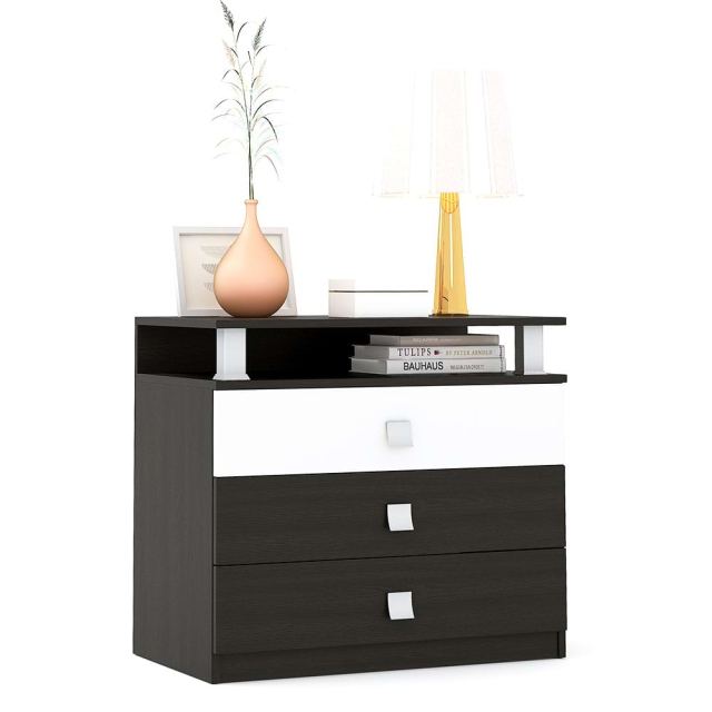 Comoda TV LINEA 3 sertare, Wenge, Alb
