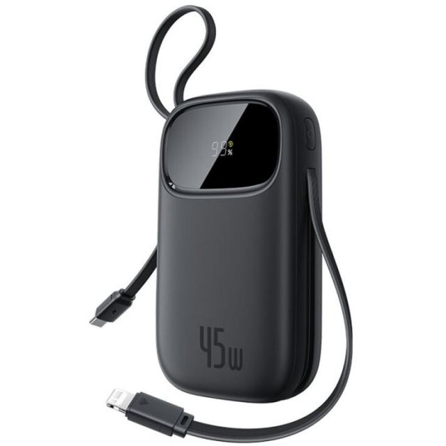 BASEUS Baterie externa Baseus EnerFill FC31 Qpow 3, 20.000 mAh, 45W, cablu USB-C si Lightning incorporat, Negru