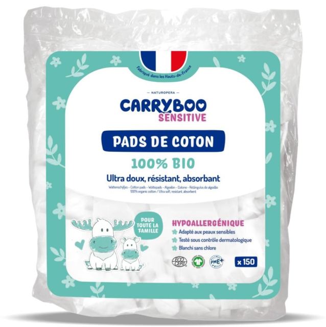 Dischete dreptunghiulare din bumbac Bio Carryboo 150 bucati