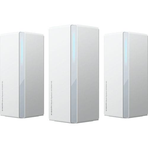 Sistem Mesh Wi-Fi Xiaomi DVB4486GL (3-pack) AX3000, 576 + 2402 Mbps, Dual-band, Wi-Fi 6, cu acoperire completa pentru casa (Alb)