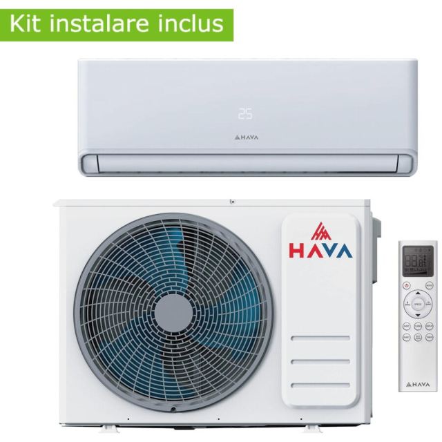Hava Aer conditionat Hava Smart Plus, Wi-Fi, 24000 BTU, clasa energetica A++, cu kit de instalare inclus, Alb