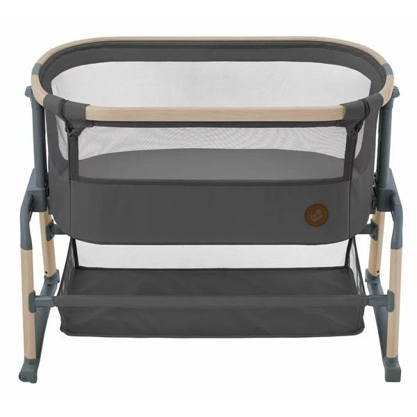 Patut Co-Sleeper Maxi-Cosi Iora Air beyond graphite eco cu functie leganare, cos depozitare, reglabil pe inaltime, husa detasaila, geanta transport inclusa
