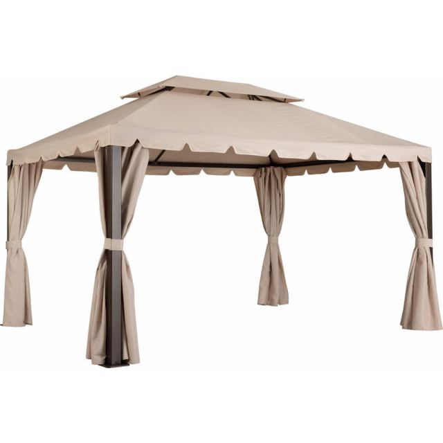 Tarrington&nbsp;House Pavilion Tarrington House cu perete lateral VEOMS, aluminiu / otel / poliester, 4 x 3 m, cu ventilatie, hidrofug, Bej
