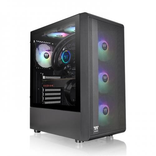 Thermaltake Carcasa PC Thermaltake S200, MiddleTower, Sticla temperata, Fara sursa, ARGB, 6 ventilatoare compatibile, 3 incluse, Negru
