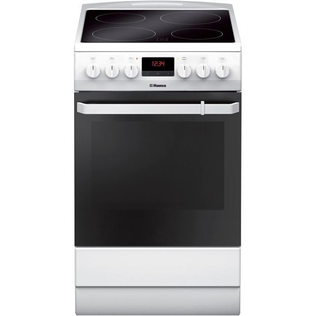 hansa Aragaz Hansa FCCW59209, Plita vitroceramica, 4 zone gatit, Electric, Curatare abur, Grill, Clasa A, 50 cm, Alb