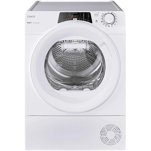 CANDY Uscator de rufe Candy Rapido RO EH9N2TE-S, Pompa de caldura, 9 kg, Clasa D, WiFi, Easy case, Senzor uscare, Antisifonare, Alb