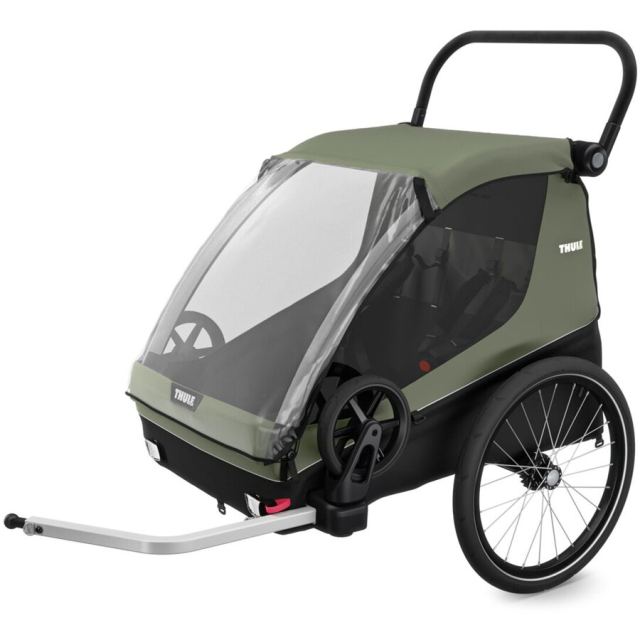Thule Remorca de bicicleta pentru transport 2 copii Thule Courier, Verde inchis