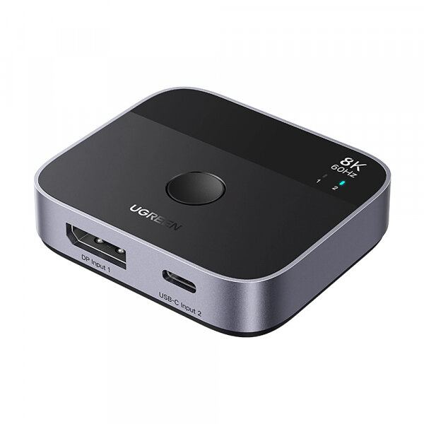 Ugreen Switch Video DisplayPort / USB-C UGREEN 65878, Rezolutie 8K la 60Hz / 4K la 240Hz, Negru