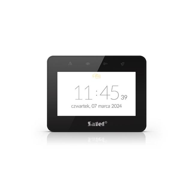 Tastatura touch screen Satel Integra INT-TSG2R-B, 4.3 inch, functii MACRO, Mifare 13.56 MHz, slot card, negru