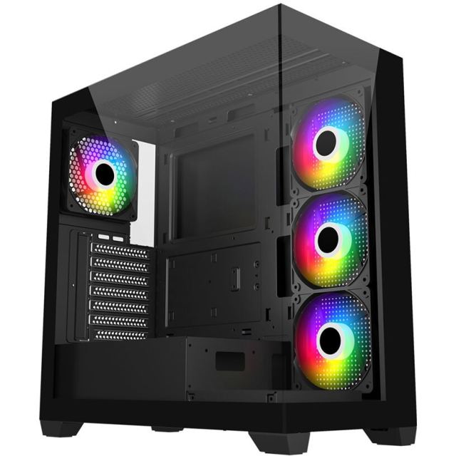 FSP Carcasa computer FSP M340-BA ATX mid-tower cu 4 ventilatoare ARGB, Negru