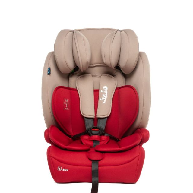 Scaun auto i-Size Juju Safe Rider Bej-Bordo, 76-150 cm, convertibil in inaltator, tetiera reglabila, cotiere, pernute moi, husa detasabila