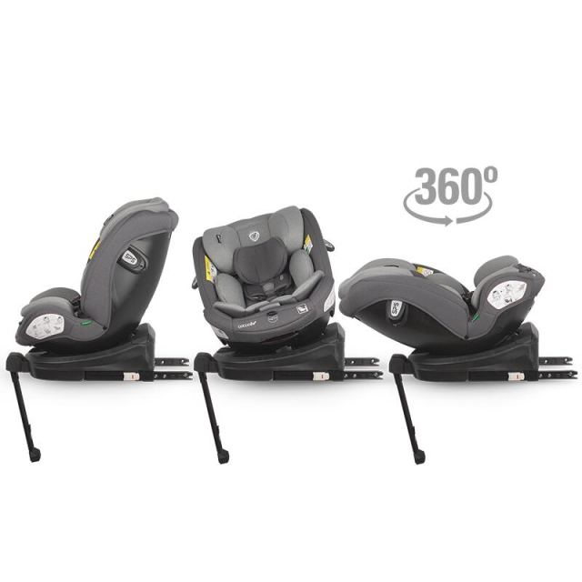 Scaun auto rotativ cu Isofix Coccolle Sidra iSize Premium Line Diamond black 40-150 cm,0-12 ani,4 pozitii de inclinare,Tetiera reglabila,Pozitie somn,Husa detasabila,Sistem antibasculare,Picior de fixare,Omologat R129