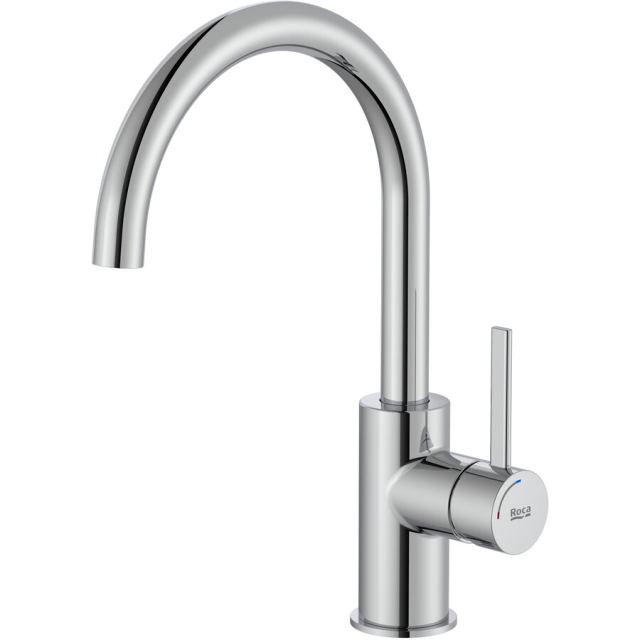 Roca Baterie lavoar Roca, Gama Ona, monocomanda, marimea L, levier metalic, cartus ceramic, set evacuare push to open, pipa pivotanta, crom