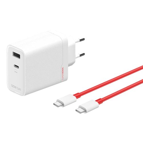 Incarcator retea OnePlus SUPERVOOC Dual Port, 120 W, USB Type-C + USB-A, Cablu USB Type-C 1m (Alb)