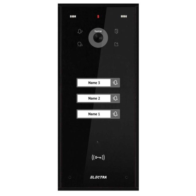 Videointerfon de exterior Electra VPH.03S03.ELBTL, 3 familii, montaj aparent, negru