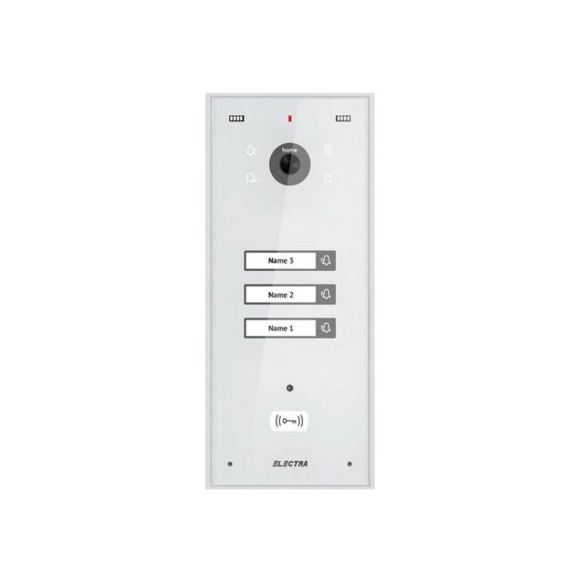 Videointerfon de exterior Electra VPH.03S03.ELWTL, 3 familii, montaj aparent, alb