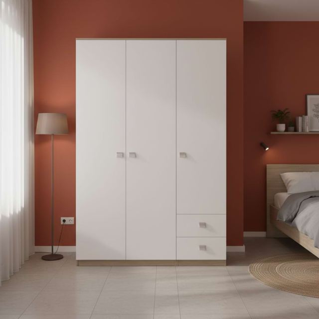 Dulap haine LINEA 135, 3 Usi, 2 Sertare