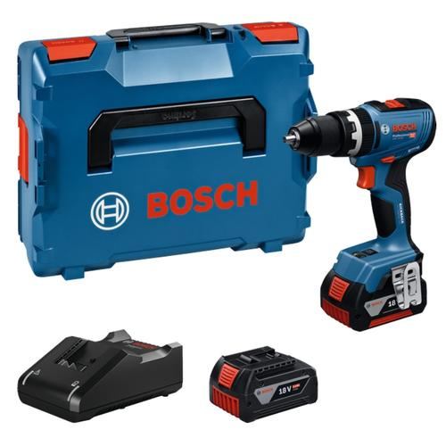 Masina de gaurit si insurubat (bormasina) cu impact pe acumulator Bosch Professional GSB 18V-65, 06019N3303, 18V, 550/2100 RPM, 65/31Nm, mandrina metalica, kickback control, motor fara perii, 2 acumulatori GBA 18V 5.0Ah, incarcător rapid, L-BOXX 136