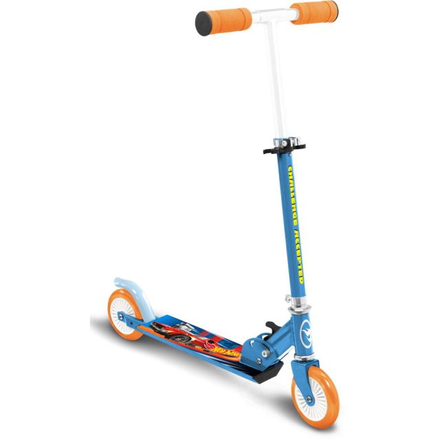 Pulio Mattel Hot Wheels Trotineta pentru copii cu 2 roti Frana cu picior pliabil Albastru