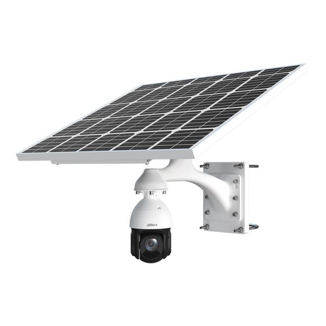 Camera supraveghere rotativa IP Speed Dome PTZ 4G cu panou solar Dahua Starlight WizSense, 4 MP, 5 mm–125 mm, IR 100 m, 25x, detectie faciala, slot card, IP66