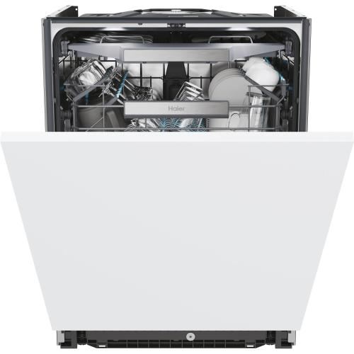 Masina de spalat vase incorporabila Haier I-Pro Shine Series 6 XS 4A4M3PB, 14 seturi, 10 programe, Clasa A, Motor Inverter, Wi-Fi, AI program, H-arm spray, Maxi Tub, Automatic open door, Power Wash, Total Water block, Sliding door, 60 cm (Alb)