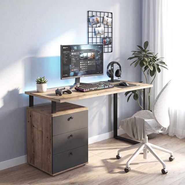 Birou gaming STUDIO 160cm cu 3 sertare