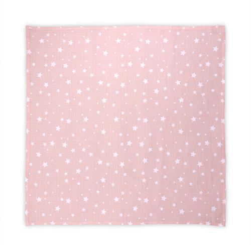Scutec pled muselina, 80 x 80 cm, Lorelli Rose with Stars