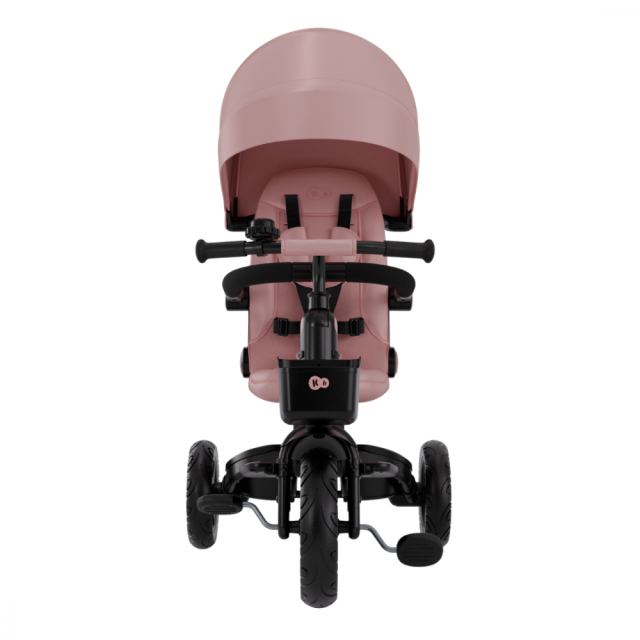 Tricicleta pentru copii Kinderkraft Aveo 2 Plus Pink pliabila, cu scaun reglabil si reversibil, suport picioare, controlul directiei