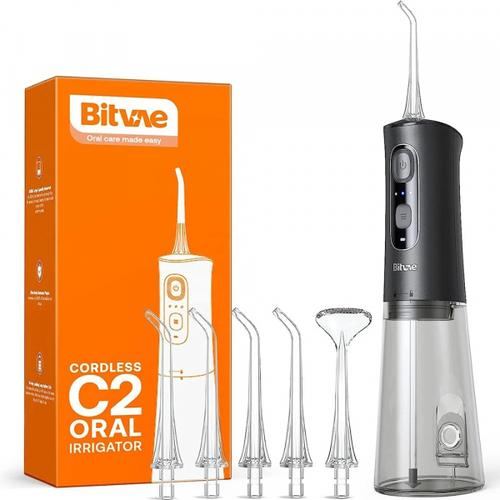 Irigator Bucal Bitvae C2, 1400 mAh, Rezervor 260 ml, IPX7, 6 capete intershimbabile (Negru)
