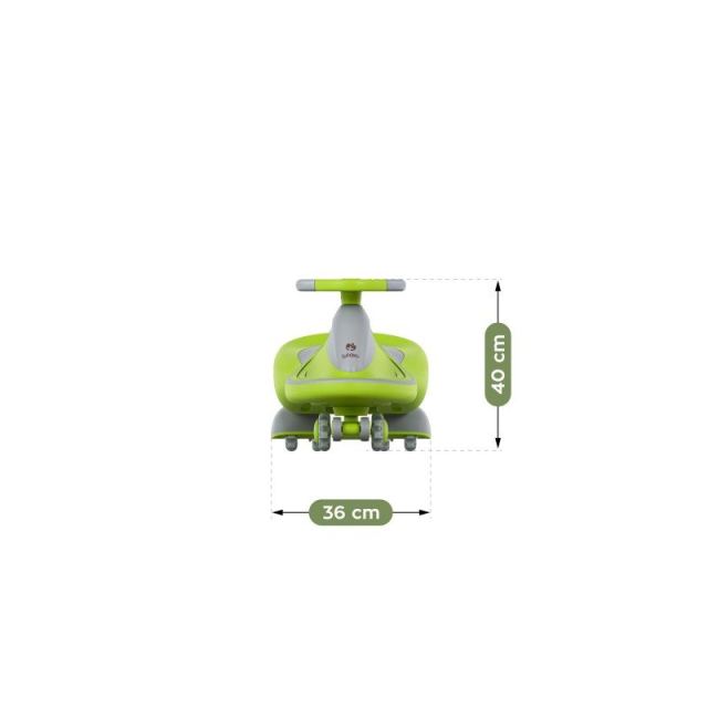 Vehicul copii Plasmacar gravitational Tulano Focus 55 Green cu remorca,roti luminoase,panou muzical,sezut confortabil,greutate admisa 100 kg