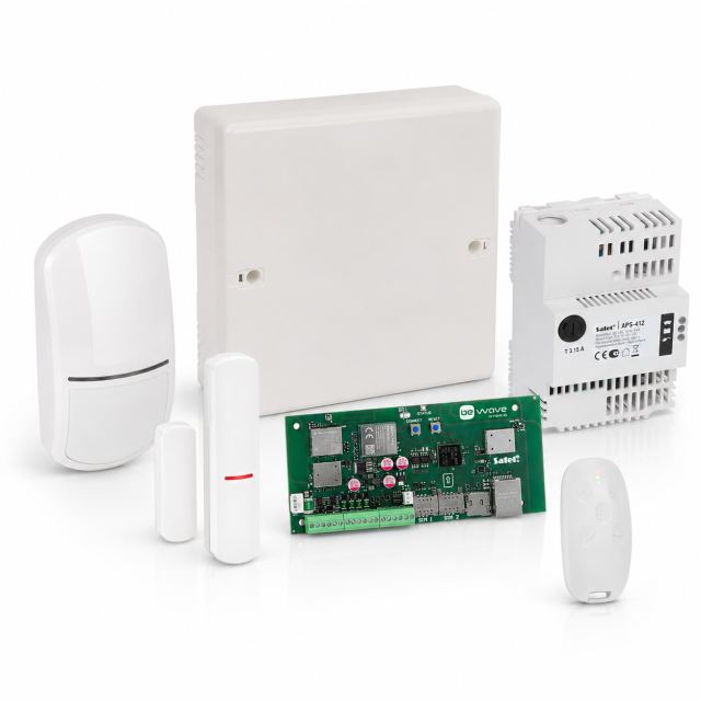 Sistem alarma antiefractie hibrid 4G Satel Be Wave Hybrid 128 Plus, sursa alimentare 12 V, 128 dispozitive, Ethernet, WiFi, 2.4/5 GHz, dual sim, 868 MHz, tamper, detectie miscare, senzor geam/usa, slot card, notificari pe telefon