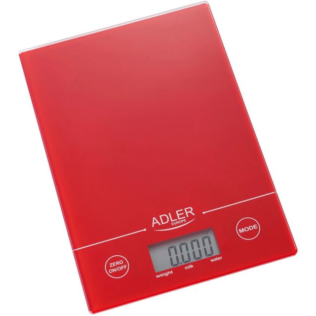ADLER Cantar electronic de bucatarie AD3138R cantarire maxima 5 kg precizie 1g functie tara si zero, Rosu