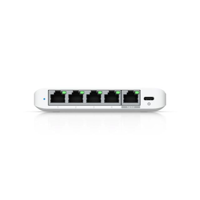 Switch Ubiquiti USW-Flex-2.5G-5, 5 porturi, USB-C, Layer 2, 25 Gbps, UniFi, PoE cu management