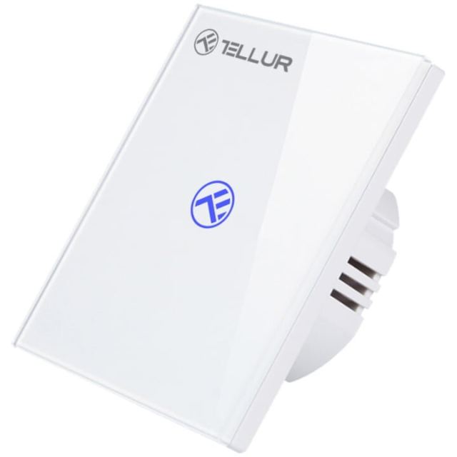 Tellur Intrerupator Inteligent, Tellur Smart TLL331481, SS1N, Wi Fi, 1 port, 1800W, 10A, alb