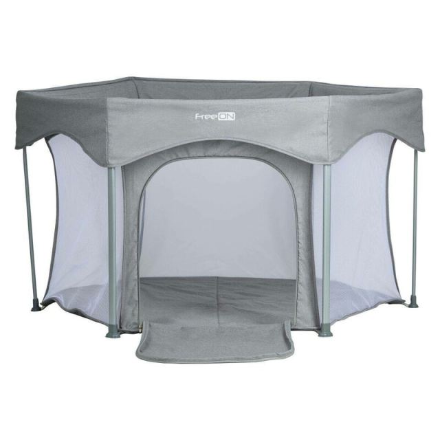 Tarc de joaca FreeON in forma de hexagon, pliabil, cu geanta de transport, 117x74 cm Grey