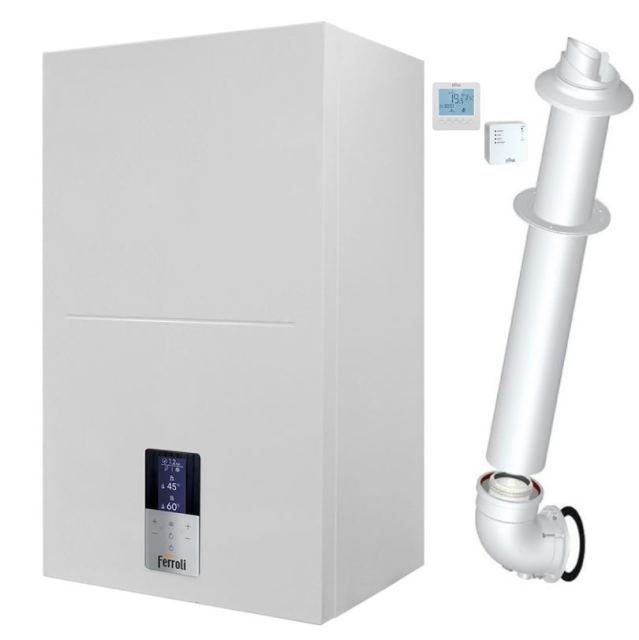 Centrala termica in condensare Ferroli BlueHelix HITECH RRT 24C, kit evacuare inclus