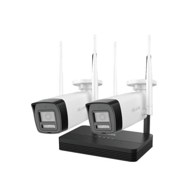 Kit supraveghere exterior WiFi HikVision Easy-Link HiLook IKS-2042BH-PH/W, 2MP, 2.8 mm, IR 30, microfon, difuzor, detectie miscare, slot card