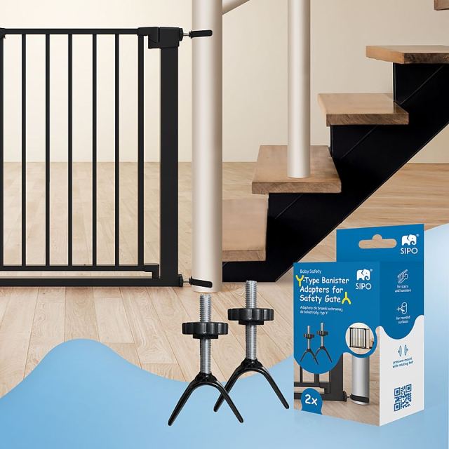 Set 2 adaptoare tip Y pentru porti de siguranta pentru scari si balustrade Sipo Negru