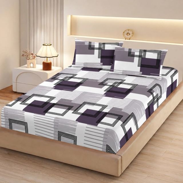Cearceaf de pat din finet, cu 2 fete de perna Somnart pentru saltea de 160 x 200 cm Urban Blocks